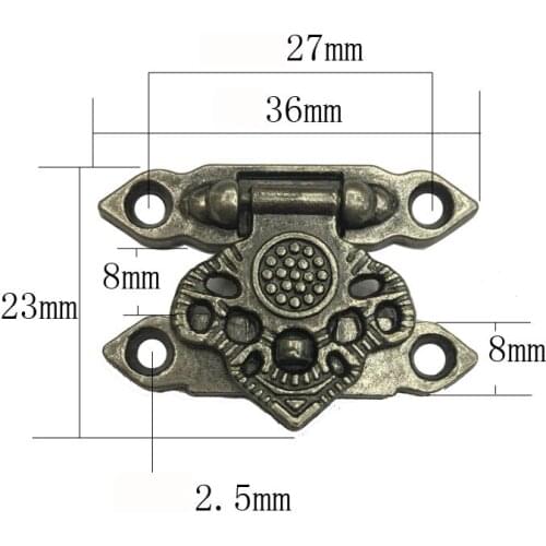 20pcs Jewelry Box Latches 36*27mm Special Small Box Packing Buckle Antique Wooden Gift Lock Alloy Latch Hook Locks