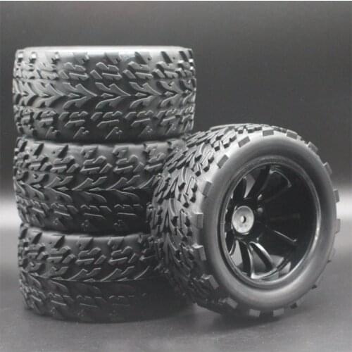 4pc 1/10 Off-Road Car Bigfoot Truck Tires 55*115MM Plastic Wheel Rim Rubber Tyre for HSP HPI 94108 94111 94188