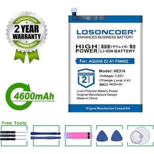 LOSONCOER Battery 4350mAh HE314 Battery For SHARP AQUOS Z2 A1 FS8002 Phone Free Tools Stickers