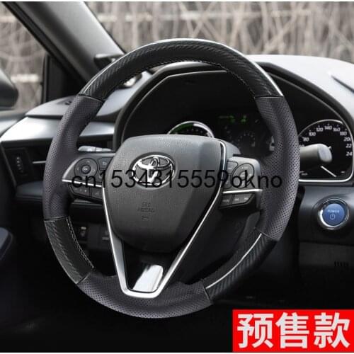 For Toyota Corolla Levin Camry Avalon 2019-21 Hand Sewn Carbon Fiber Leather Car Steering Wheel Cover Accessories