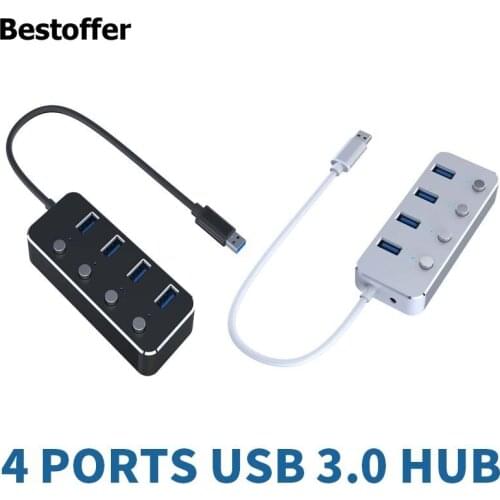 Aluminum 5GBPS Multi USB Hub 4 Port 3.0 Splitter External Extension Cable for PC Laptop