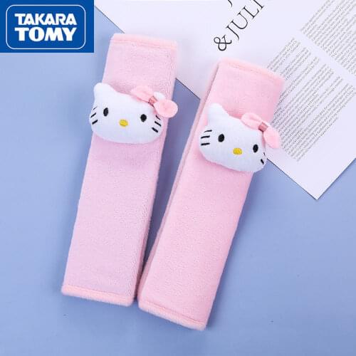 TAKARA TOMY Car Seat Belt Shoulder Cover A pair of soft cute cartoon Hello Kitty winter car interior decoration products