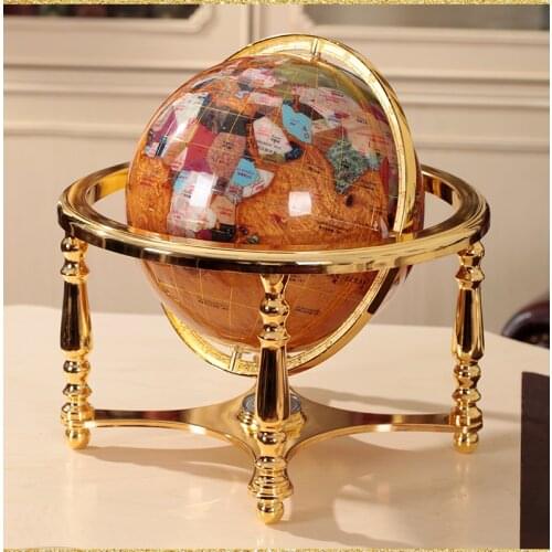 35cm LARGE home office School TOP Decoration handmade 3D Crystal Gemstone Globe tellurion statue-High grade business ART
