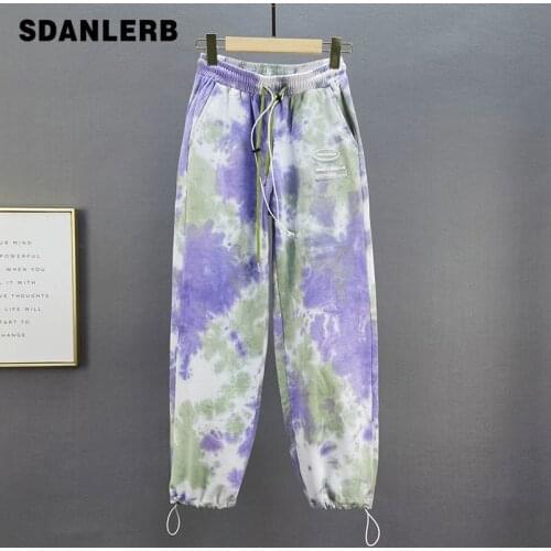 Womens Casual Pants 2021 Summer New Elastic High Waist Trousers Loose Elastic Slimming Tappered Track Sweatpants Harem Pants