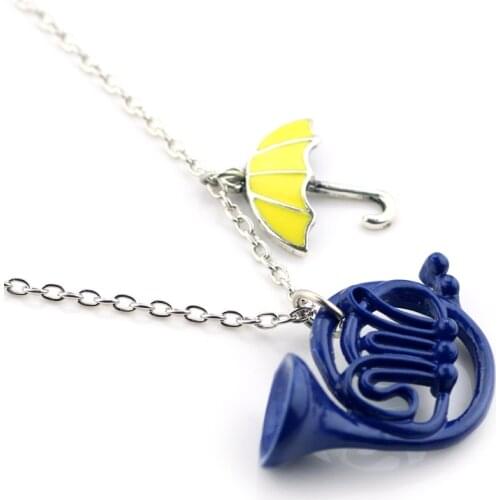 HIMYM How I Met Your Mother Statement Necklace Yellow Umbrella Blue French Horn Pendent Necklace Gift For Fans Collier Femme