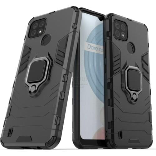 2021 For OPPO Realme C21 Case Hybrid Rugged Armor Kickstand With Metal Finger Ring Shock Proof Cover For Realmi C21 Phone Cases