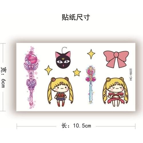 Colorful Cut Cartoon Girl Temporary Tattoo Stickers for Women Gilrs Wrist Arm Body Art Waterproof Fake Tatoo Tatuajes Temporales