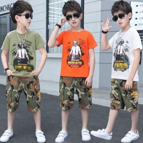 Childrens clothing boys' summer suit 2020 new summer fashion shirt + camouflage pants 2-13 yrs childrens baby boys' clothes
