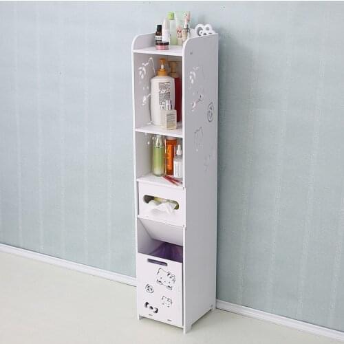 Household Standing Toiletry Organizer Corner Shelf Waterproof PVC Rack with Tissue Holder for Bathroom Household Room Saver