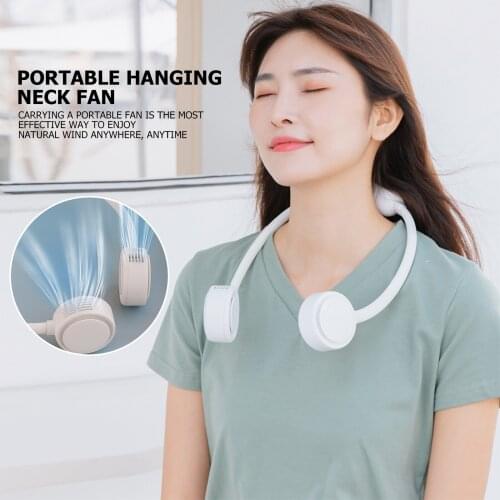 USB Rechargeable Electric Fan Personal Wearable Neckband Cooler Fan Hands Free Summer Outdoor Travel Radiator Silent Fans