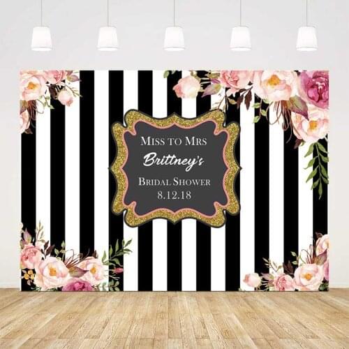 White and black stripe backdrop rose flowers birthday background for photo studio floral wedding bridal shower photo booth