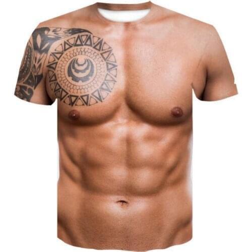 Sexy Tattoo Muscle T-shirt 3D Animal Printed Top Tees Hip Hop street Plus size over size print tee top wholesale