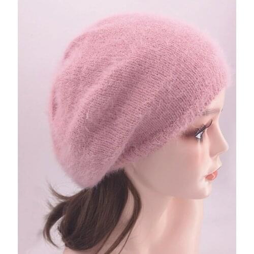 GZHILOVINGL Winter Soft Mohair Knitted Beret Beanies Hats for Ladies Baggy Slouchy Skullies Beanie For Women Femme Dropshipping