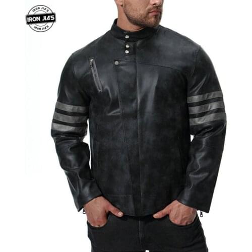 IRON JIAS Motorcycle Leather Jacket Oversized Retro Windproof Urban Casual Mens PU Motorbike Jackets Moto Riding Clothes