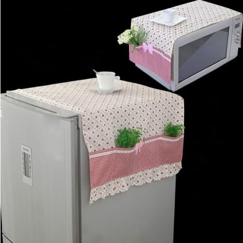 1 Set Fasion Refrigerator Dust Cover+Microwave Oven Cloth Cover Rural Cloth Art Dust cover Multicolor optional Dust cloth cover