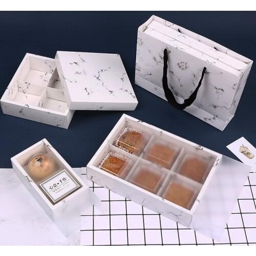 2018 new 10pcs marble printing wedding gift bags gift cases for cake moon containing mooncake packaging box marble paper bags