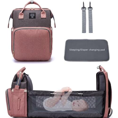 New Diaper Baby Bags with Bed Mummy Bag Waterproof Nylon Maternity Nappy Moms Backpack Baby Nursing Changing Bag For Baby Care