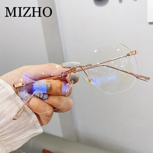 Maricr Filtering Protect Eyesight Anti Blue Light Glasses Women Look At Phone Blocking Glare Computer Rimless Glasses Metal Ins