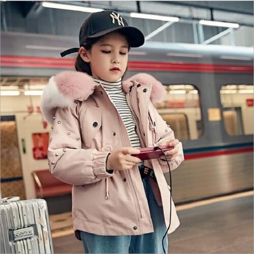 Girls Parkas 2020 New Fashion Warm Thicken Fur Collar Children Winter Outerwear Baby Girls Clothes Winter Parkas For Girls 5-13Y