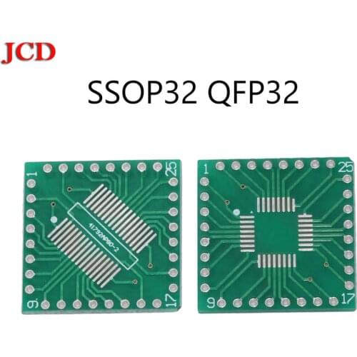 JCD board 0.8mm pitch IC adapter PFQP32 LQFP32 TQFP32 QFP32 SOP32 SSOP32 turn DIP32 0.8MM IC adapter Socket / Adapter plate PCB