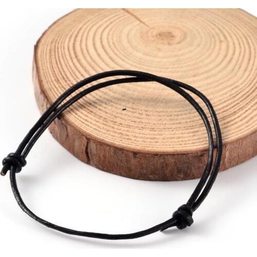 50pcs Adjustable Cowhide Leather Cord Black For Bracelet Necklace DIY Making Accessories