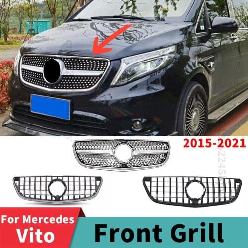 Modified Body Kit Facelift Front Grille Racing Grill Hood Mesh Replacement For Mercedes Benz Vito W447 2015 2016 2017 2015-2021