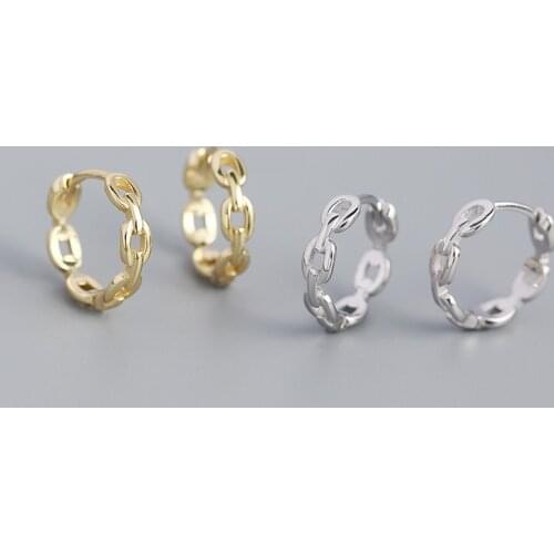 925 Sterling Silver Earring Fashion Geometric Zircon Hollow Chain Ear Ring Ear Buckle French style Trend Woman Girl Ear Jewelry