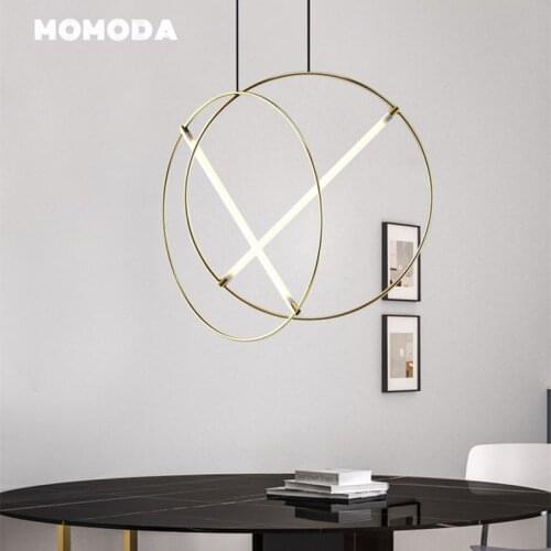 Nordic LED Chandeliers Lighting Modern Metak Round Circle Pendant Hanging Lamps Bedroom Living Room Dining Room Lights Fixture