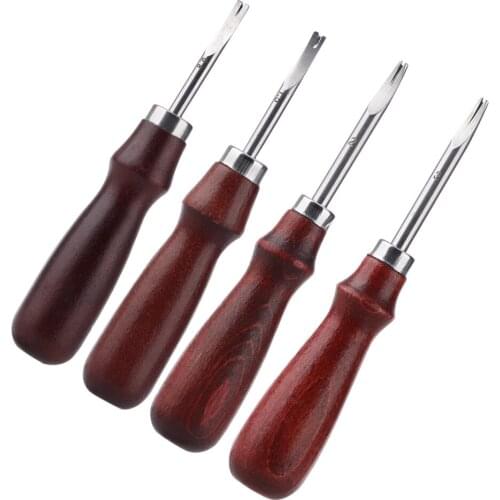 4 Pcs Leather Trimmer Skiver Tool Wooden Handle Craft 1.5+1.2+1.0+0.8 Mm For DIY (1.5mm 1.2mm 1.0mm 0.8mm) Cutting