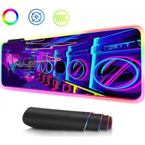 XGZ Anime Neon Girl RGB Gamer Keyboard Laptop Color Light LED USB Gaming Mouse Pad High Speed PC Gaming Accessories Office Mat