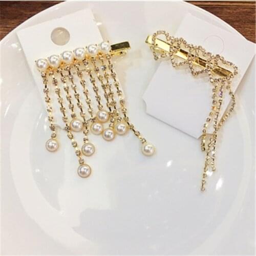 2020 Spring And Summer Korean Hairpin Pearl Rhinestone Tassel Fringe Clip Love Star Hair Accessories