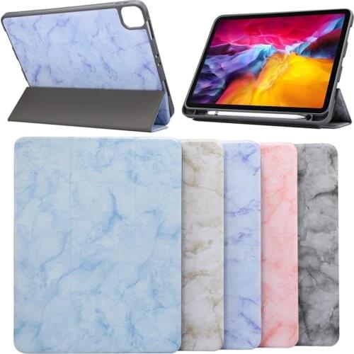 Suitable for iPad Pro 11 10 2 10.5 Air 9.7 Mini 5 4 Case Multilayer Folding Protective Case Tablet PC Stand Marble Leather Case