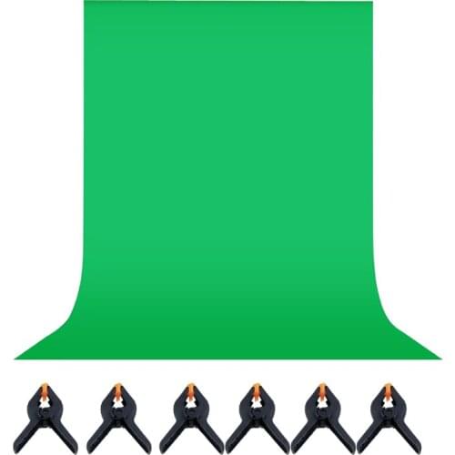 10ft Green Screen Muslin Backdrop Photo Photography Background w/ Clamps