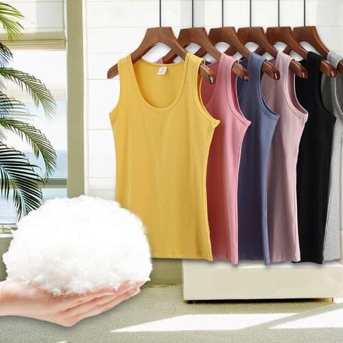 10 Colors Pure Cotton Camisole Female Slim Sleeveless Large Size Loose Black Outer Wear Bottoming Short Section Tops Tee K566
