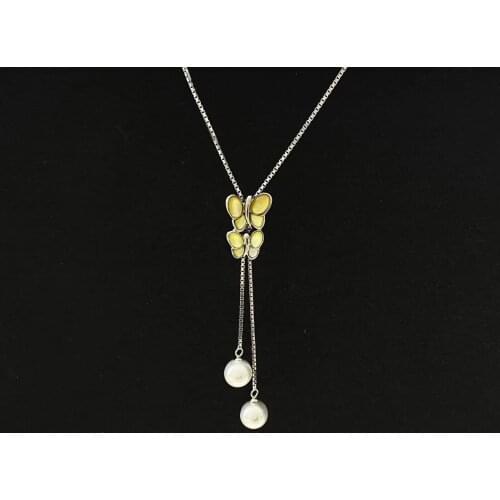 Solid 925 Sterling Silver Round 8-8.5mm Fresh Water Akoya White Pearls Necklaces for Women Fine Jewelry Birthday Presents