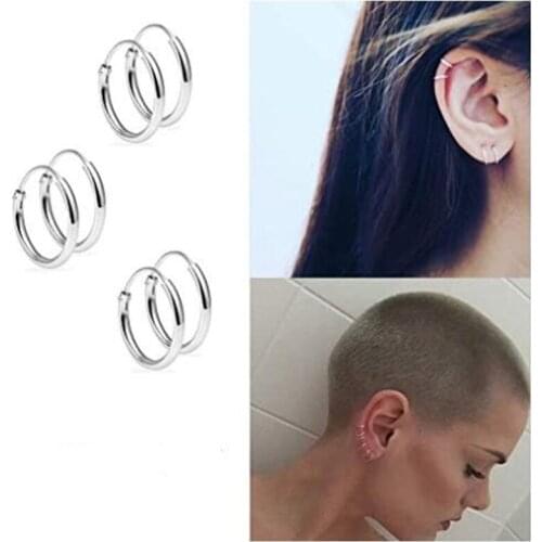 1 Pair/Set Earring Fashion Women Girl Simple Round Circle Small Ear Stud Earring Punk Hip-hop Earrings Jewelry