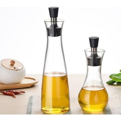 1PC Kitchen Accessories High Borosilicate Glass Oil Dispenser Bottles Cruet Storage Pot Cooking Gravy Boats Pourer Spout OK 0659