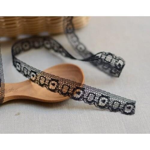 10 Meters Width 1.2cm Black Lace Applique Trim Ribbon Embroidered Lace Fabric For Dress Garment Packing Sewing Decoration