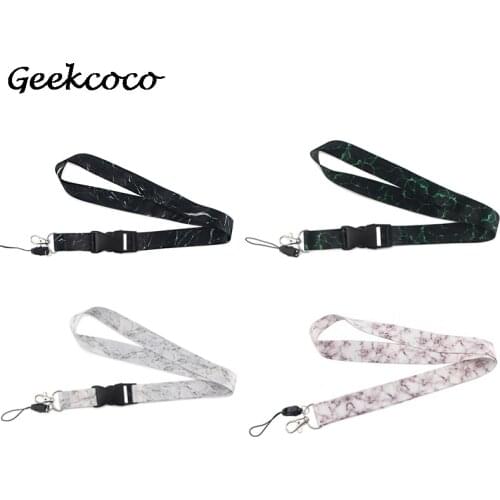 10pcs/lot J1911 Marble Lanyard Strap Keychain Phone Keys Camera USB ID Badge Necklaces Holder Webbing