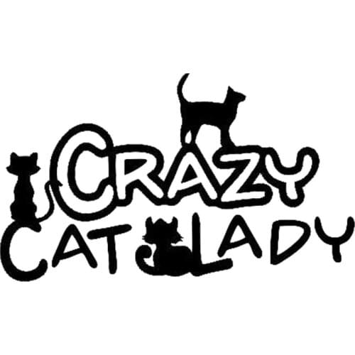 14CM*8CM Crazy Cat Lady Sticker Vinyl Decal Car Sticker Black/Sliver C8-0033