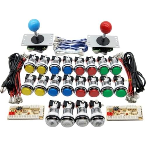 2 Players Arcade Push Buttons & Joystick USB Encoders Controller DIY Kit