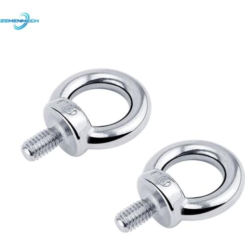 2PCS Boat Accessories DIN580 M6 Eye Bolt 304 Stainless Steel Marine Lifting Eye Screws Ring Loop Hole for Cable Rope Eyebolt