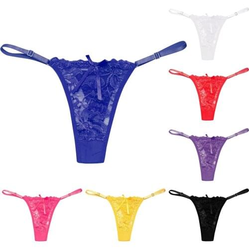 2021 Cheap Sexy Lace Panties Women T-Back Transparent Low-Waist Briefs Hollow Thong Female Seamless G-String Underwear Lingerie