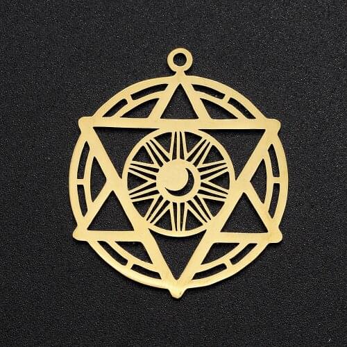 5pcs/lot 100% Gold Stainless Steel Star Moon Charm Pendant Wholesale Jewelry Necklace Making Top Quality Finding Supplies