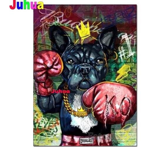 5d diy diamond painting"Cartoon Bulldog animal dog boxer"diamond embroidery Cute Pet pictures full Square round drill,Wall Art