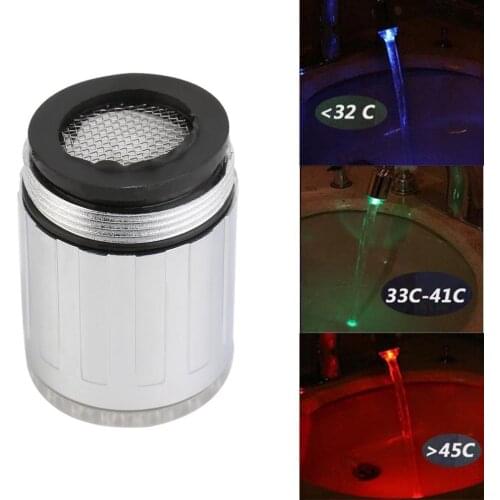 7 Color Water Faucet Stream Light Waterfall Glow Shower Stream Tap Head Pressure Sensor Kitchen Bathroom Temperature Recognition