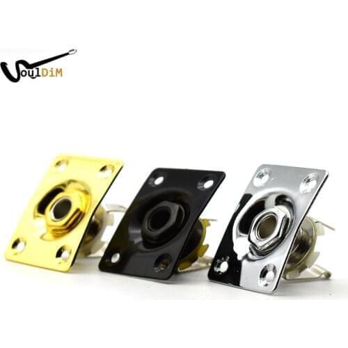 80pcs Rectangle Guitar Bass Output Jack Plate w/ Socket Screws for Electric Gb Ep Guitar Gold/Black/Chrome