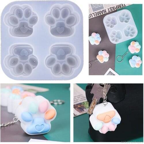 Shiny Glossy Silicone Resin Molds Cat Paw Silicone Mold DIY Keychain Pendant Jewelry Epoxy Resin Crafting Molds au2 21wholesales