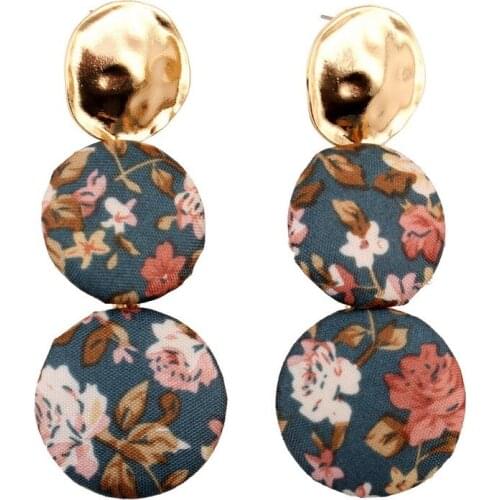 Bohemian Vintage Ethnic Alloy Metal Flower Dangle Earrings for Women 3 Round Button Drop Statement Earrings Jewelry