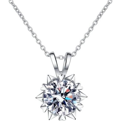 Moissanite Passed Diamond Test Perfect Cut 925 Sterling Silver 6 Prong Love Diamond Necklace Classic Engagement Diamond Jewelry